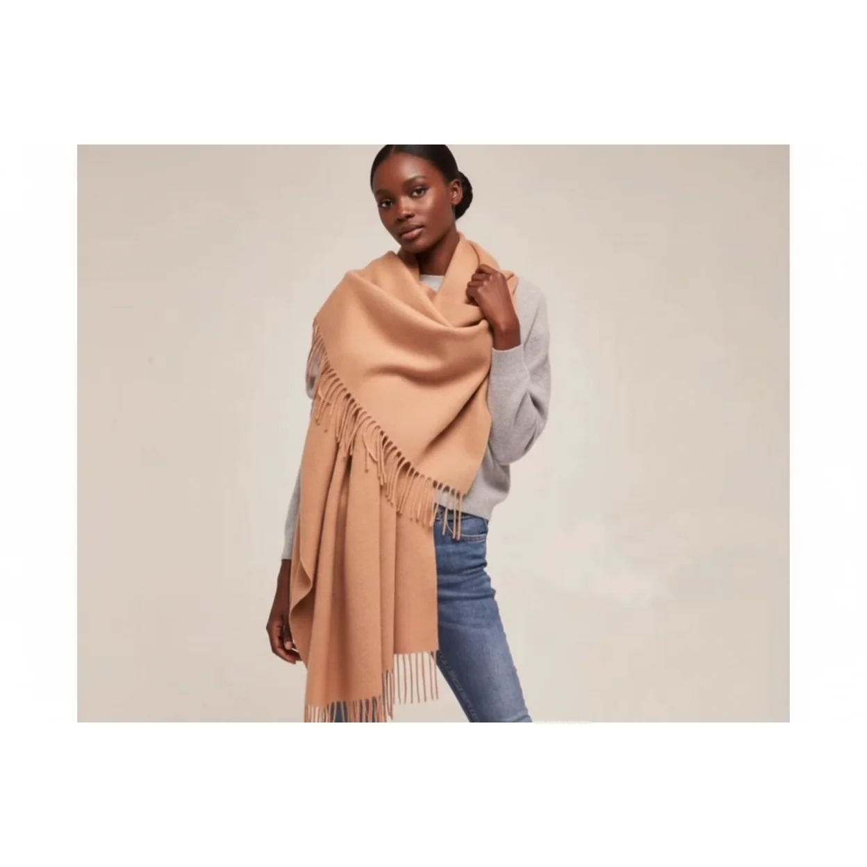 Soft Pashmina Long Winter Warm Thick Scarves With Tassel Shawl Wrap - Image 3