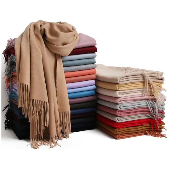 Soft Pashmina Long Winter Warm Thick Scarves With Tassel Shawl Wrap - Image 5