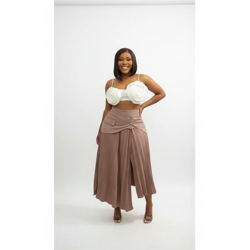 Soft Touch Ruched Asymmetric Midi Skirt - Image 2
