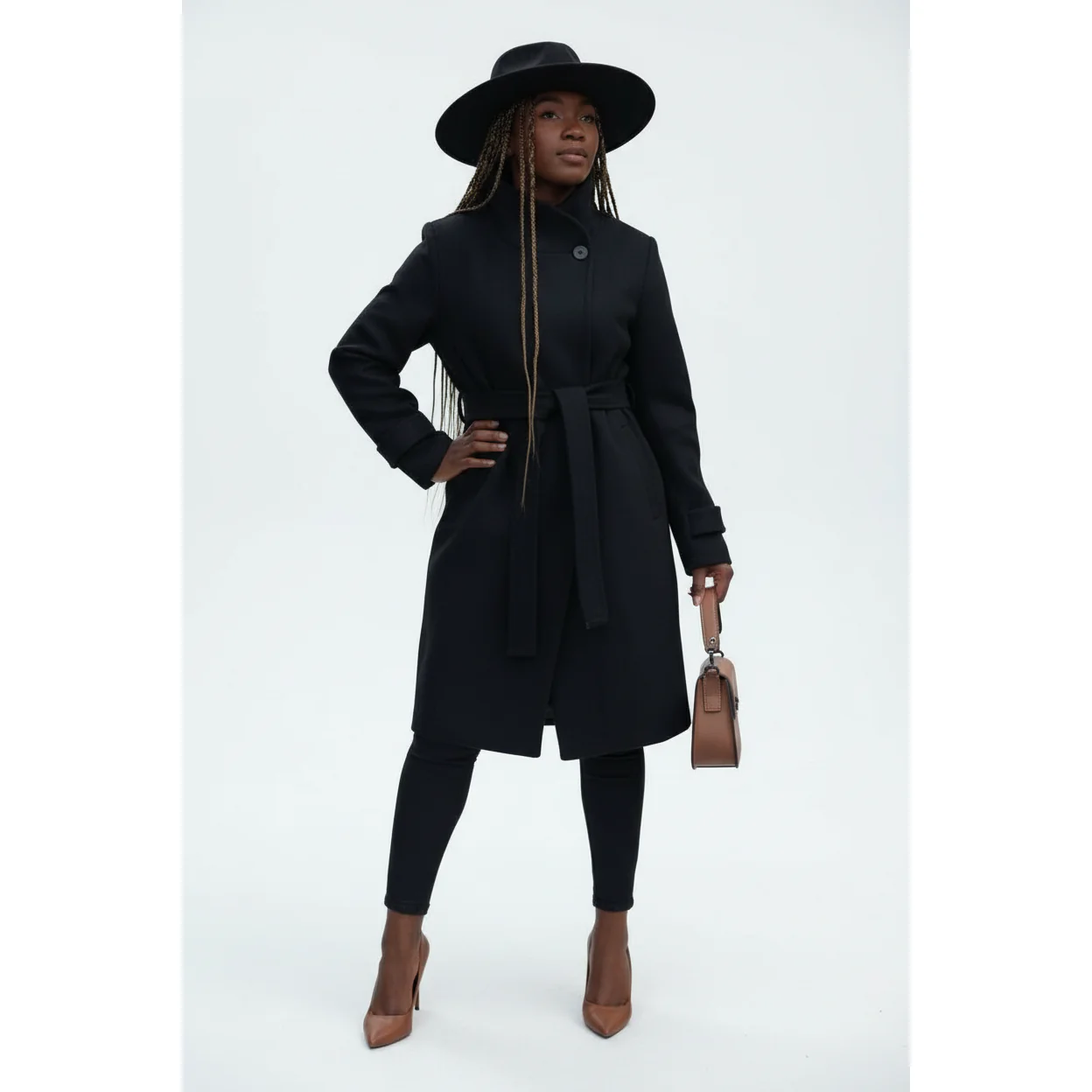 Solid Belted Wrap Overcoat - Image 2