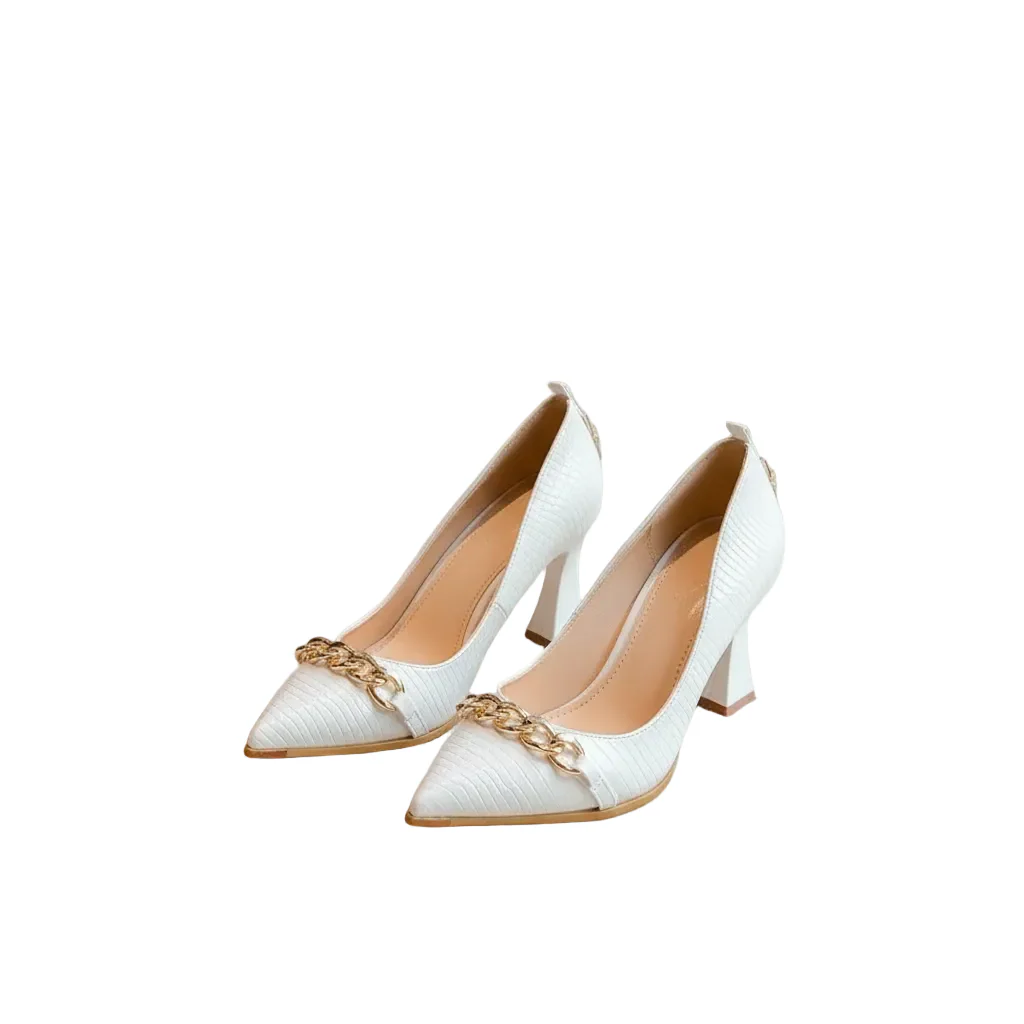 Solid Color Buckle Decor High Heel Slip-On Pumps - Image 3