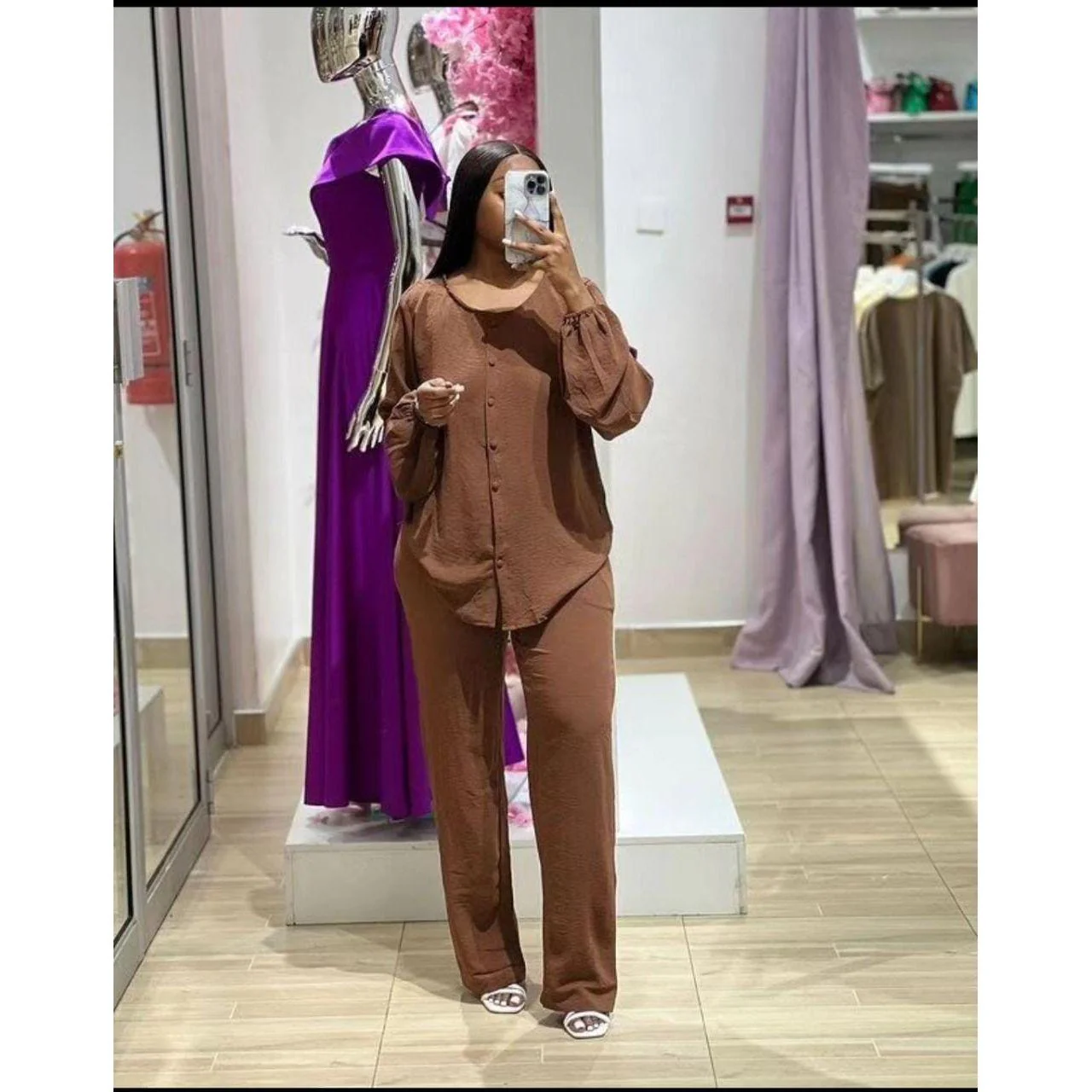 Solid Color Buttoned Set - Image 2