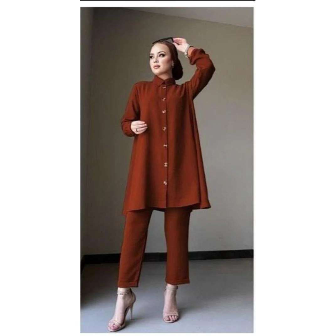 Solid Color Buttoned Set - Image 3