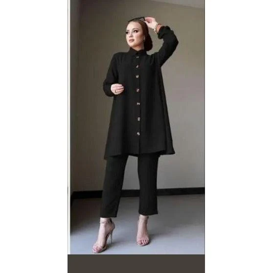 Solid Color Buttoned Set - Image 4