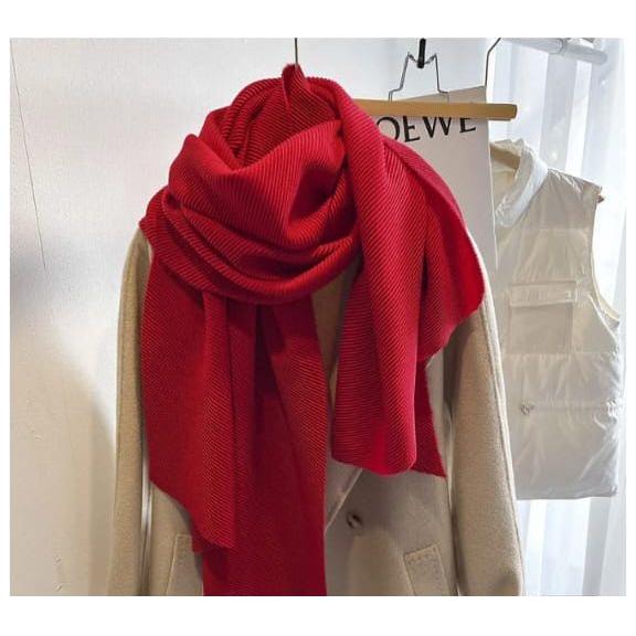 Solid Color Creased Scrub Scarf Shawl - Image 10