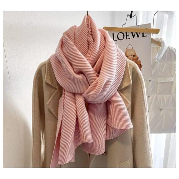 Solid Color Creased Scrub Scarf Shawl - Image 11