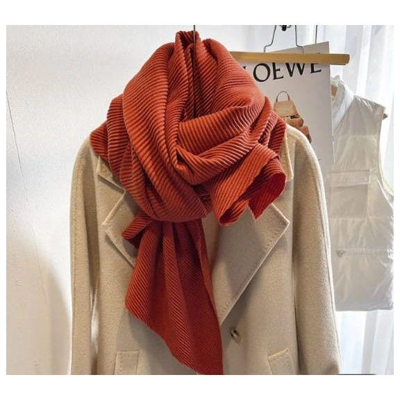 Solid Color Creased Scrub Scarf Shawl - Image 12