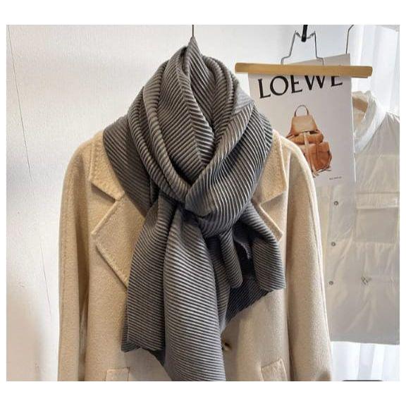 Solid Color Creased Scrub Scarf Shawl - Image 14