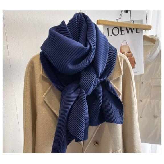 Solid Color Creased Scrub Scarf Shawl - Image 15