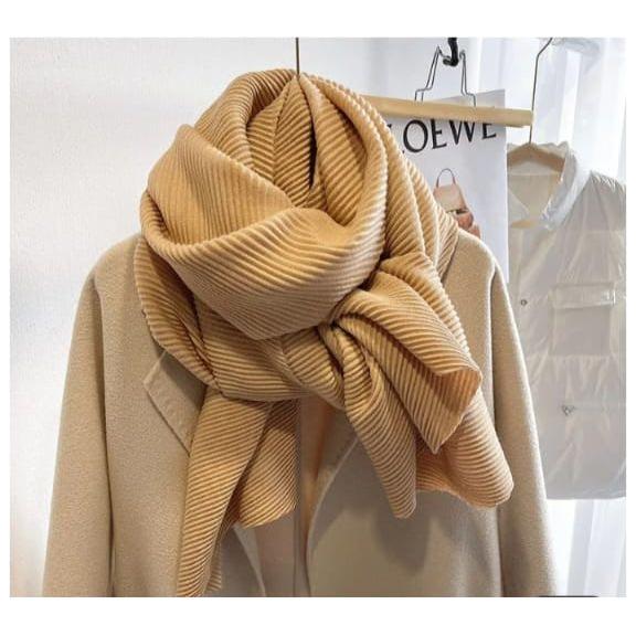 Solid Color Creased Scrub Scarf Shawl - Image 16