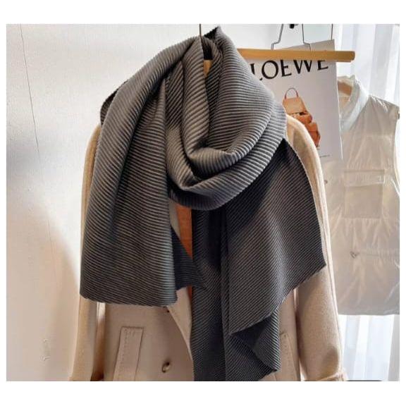 Solid Color Creased Scrub Scarf Shawl - Image 3