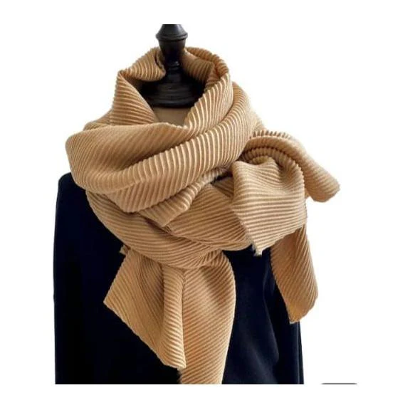 Solid Color Creased Scrub Scarf Shawl - Image 5