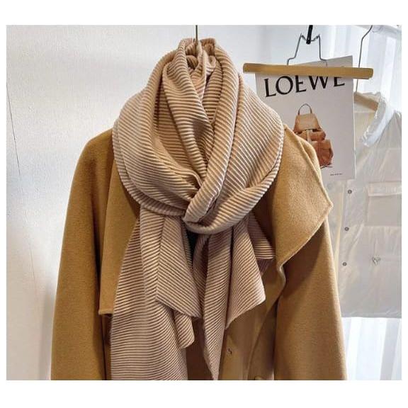 Solid Color Creased Scrub Scarf Shawl - Image 7