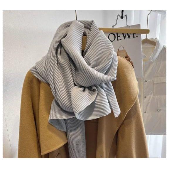 Solid Color Creased Scrub Scarf Shawl - Image 8