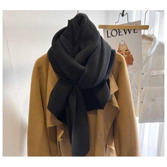 Solid Color Creased Scrub Scarf Shawl - Image 9
