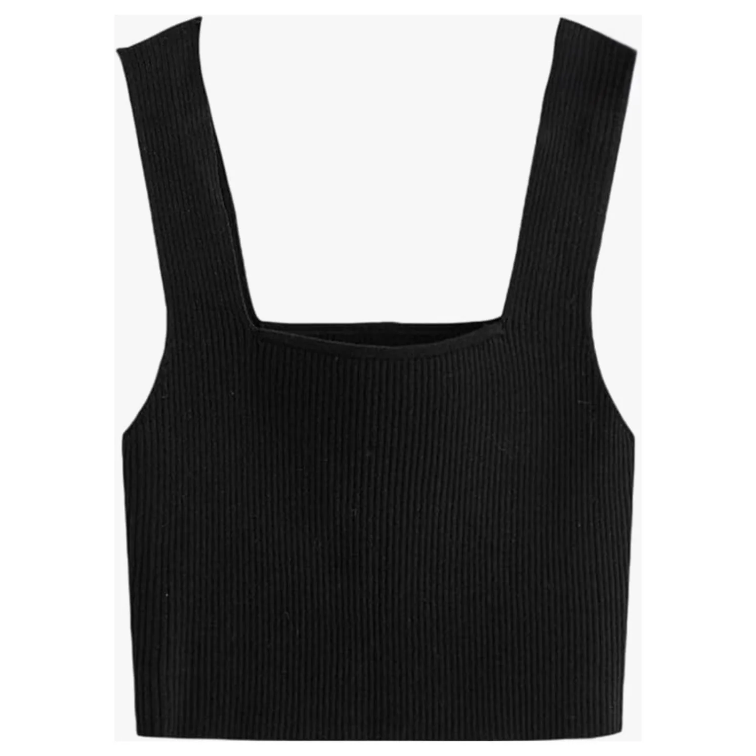Solid Color Knitted Sleeveless Crop Top. - Image 2