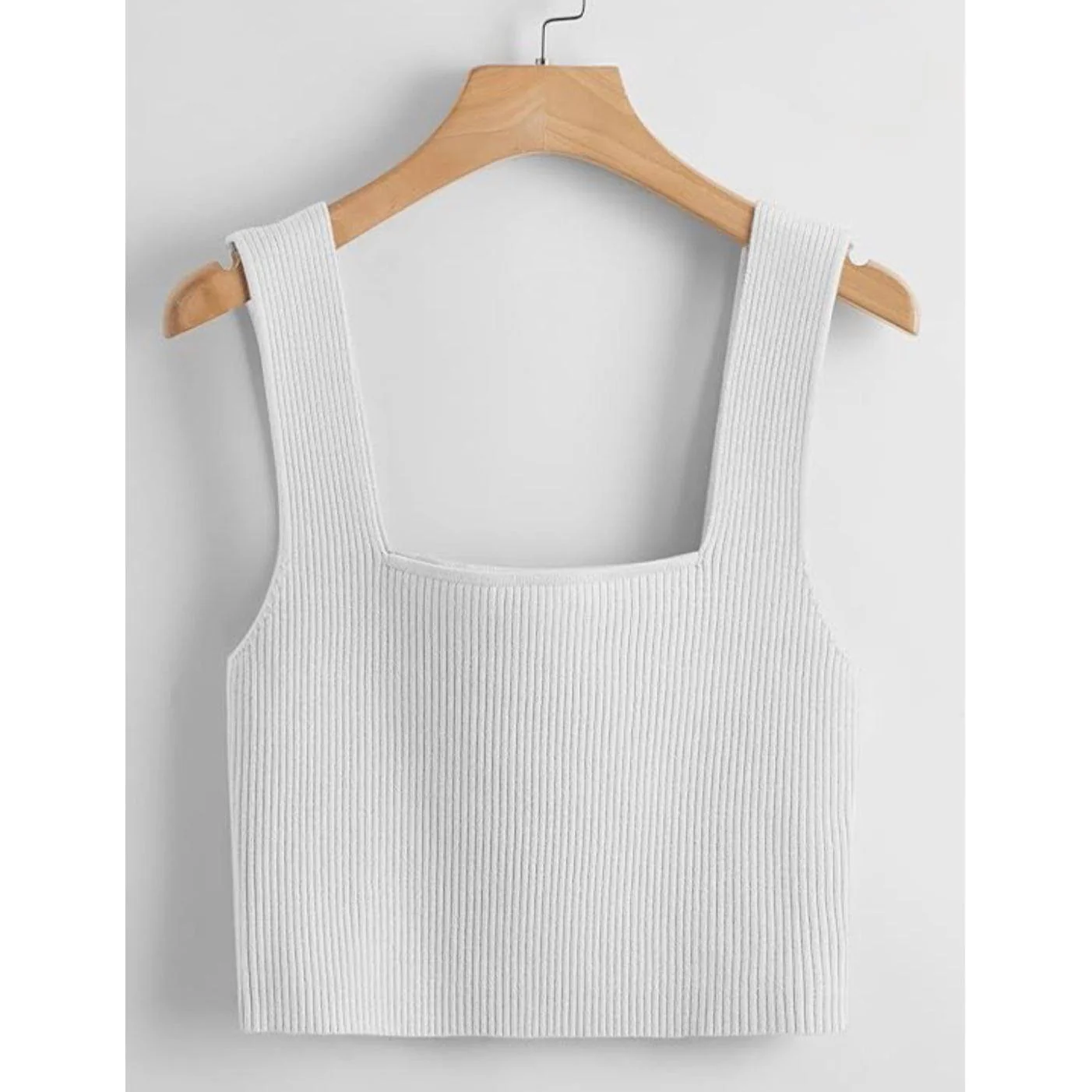 Solid Color Knitted Sleeveless Crop Top. - Image 3