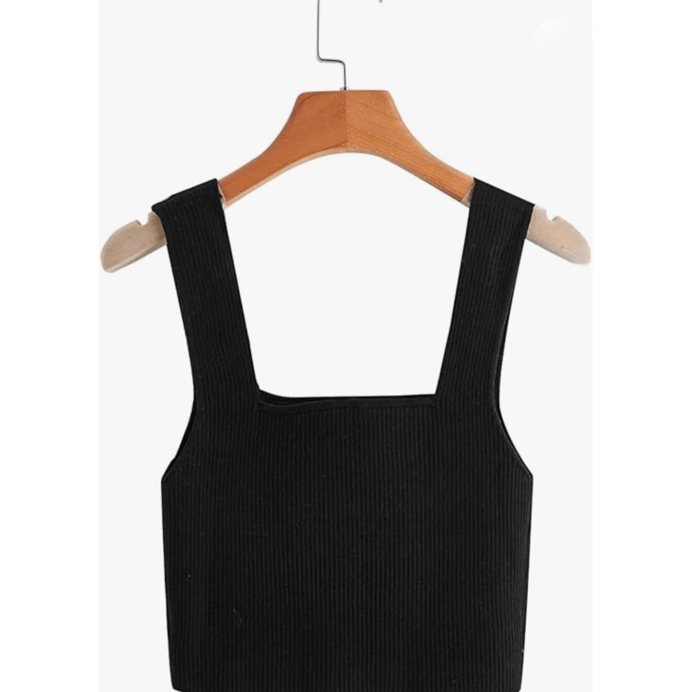 Solid Color Knitted Sleeveless Crop Top. - Image 4