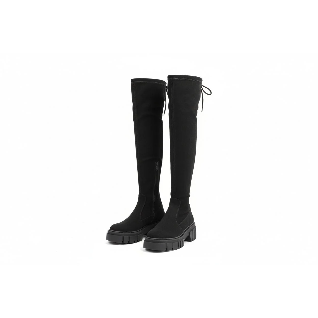 Solid color Lace-Up Boots - Image 2