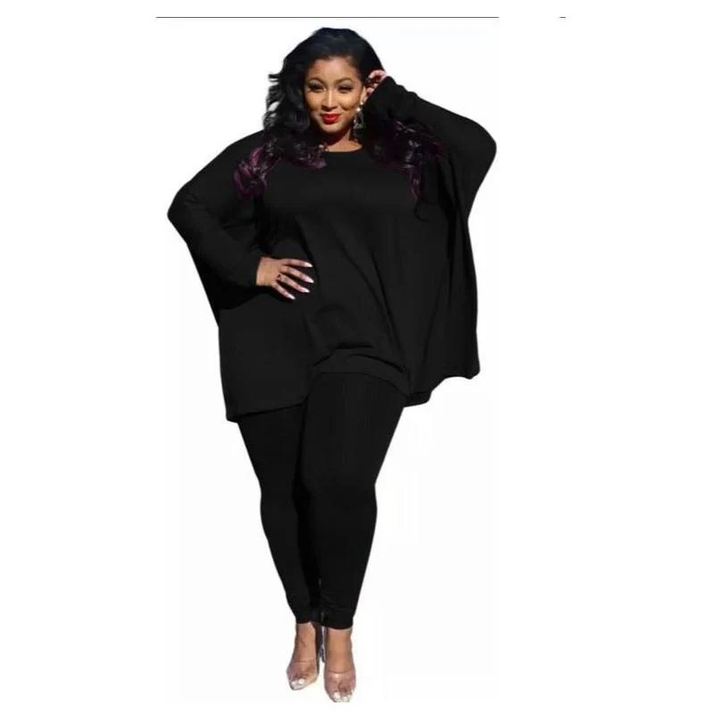 Solid Color Loose Top & Tights Set - Image 2
