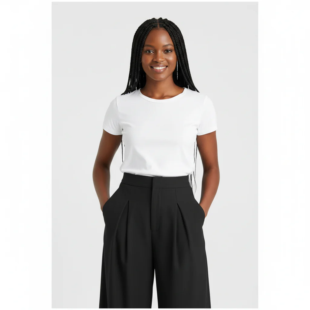 Solid Color Wide Leg Two-Button Pleated Long Casual Pants - Image 6