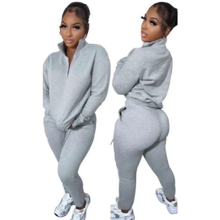 Solid Color Zipper Tracksuits - Image 3
