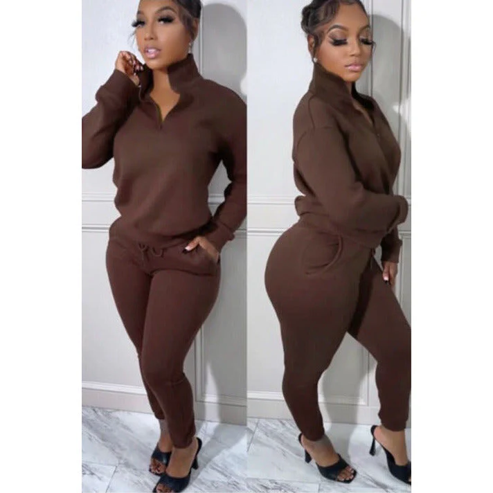 Solid Color Zipper Tracksuits - Image 4