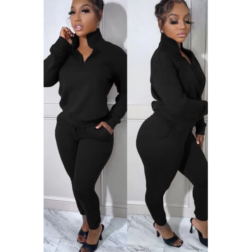 Solid Color Zipper Tracksuits - Image 6