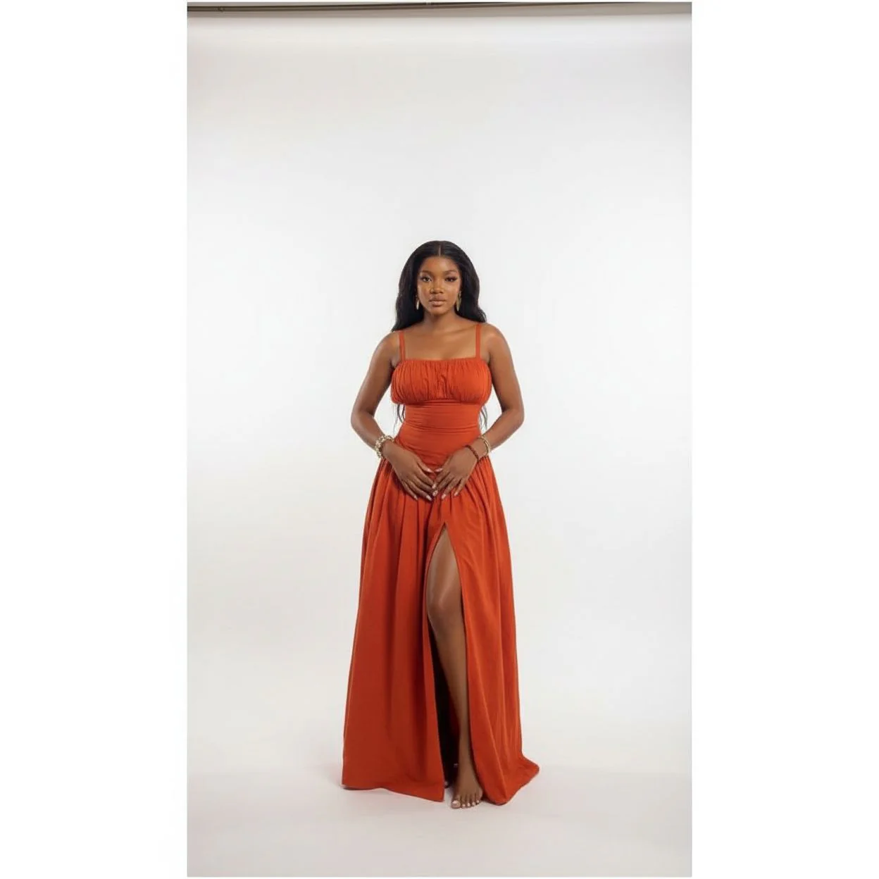 Spagheti Strap Split Midi Dress - Image 2