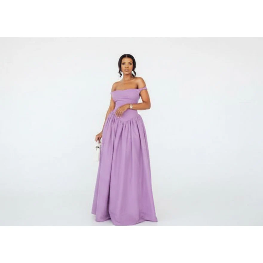 Off-Shoulder Spaghetti Lace Up Pleated Maxi Dress. - Image 4