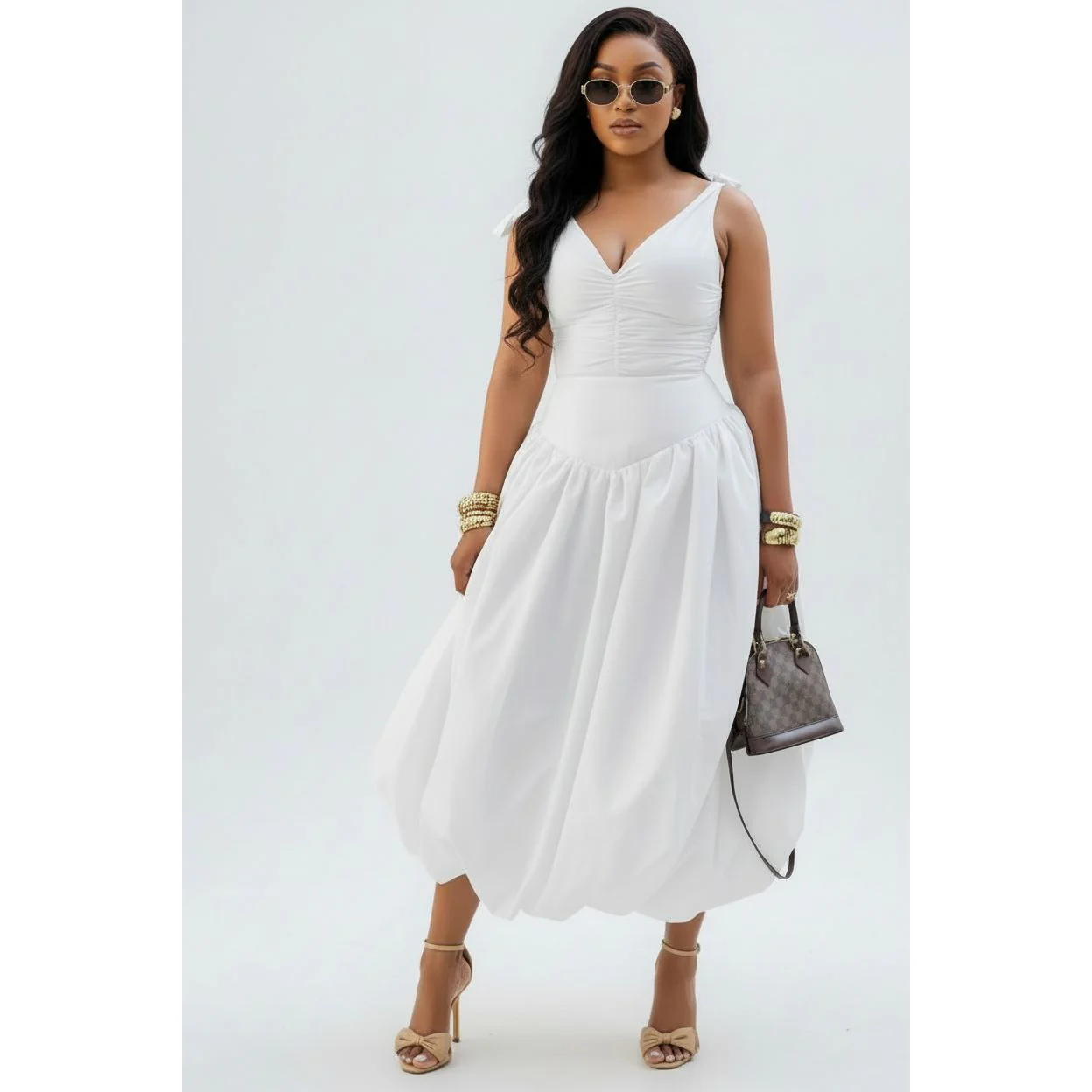 Spaghetti Strap Pleated Maxi Dress.