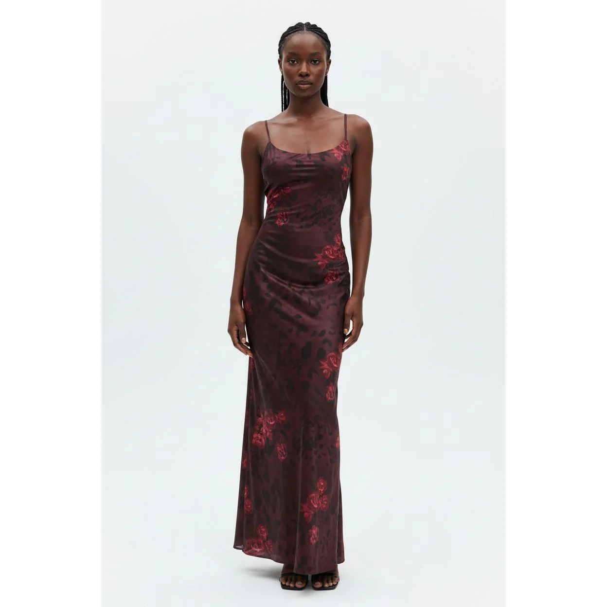 Spaghetti Strap Print Sleeveless Bodycon Long Dress