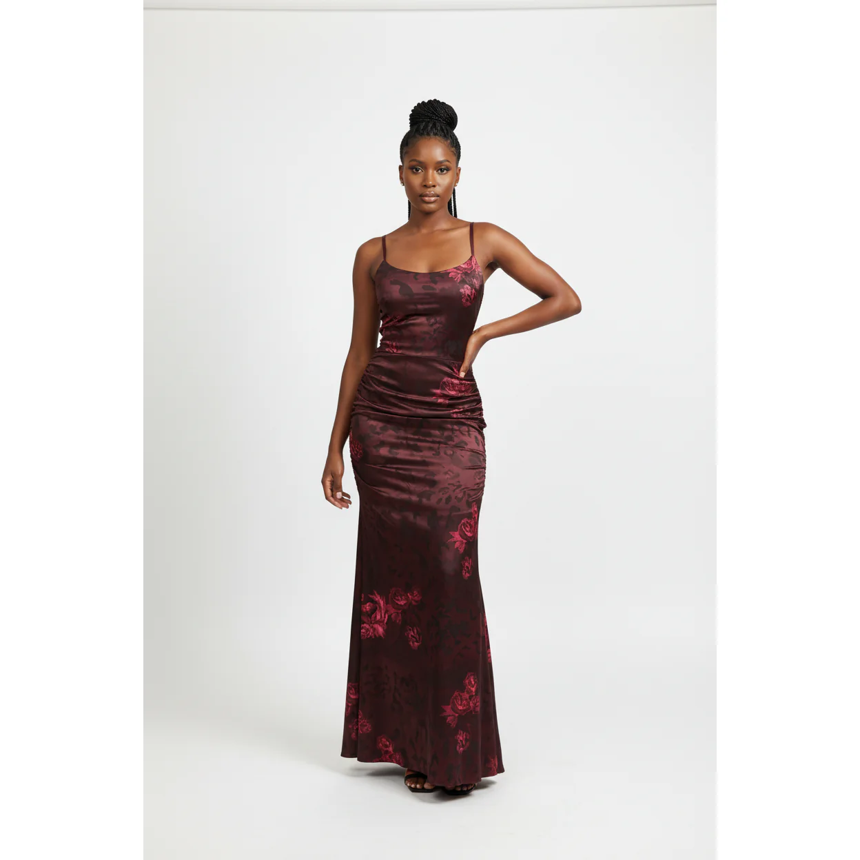 Spaghetti Strap Print Sleeveless Bodycon Long Dress - Image 2