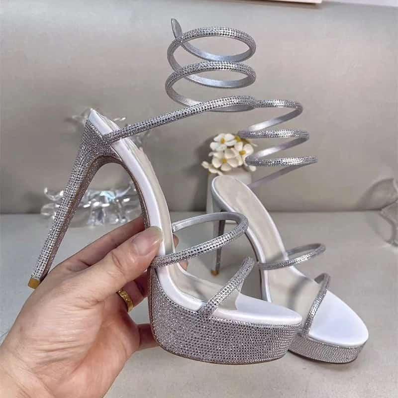 Spiral Rhinestone Sling High Heel - Image 14