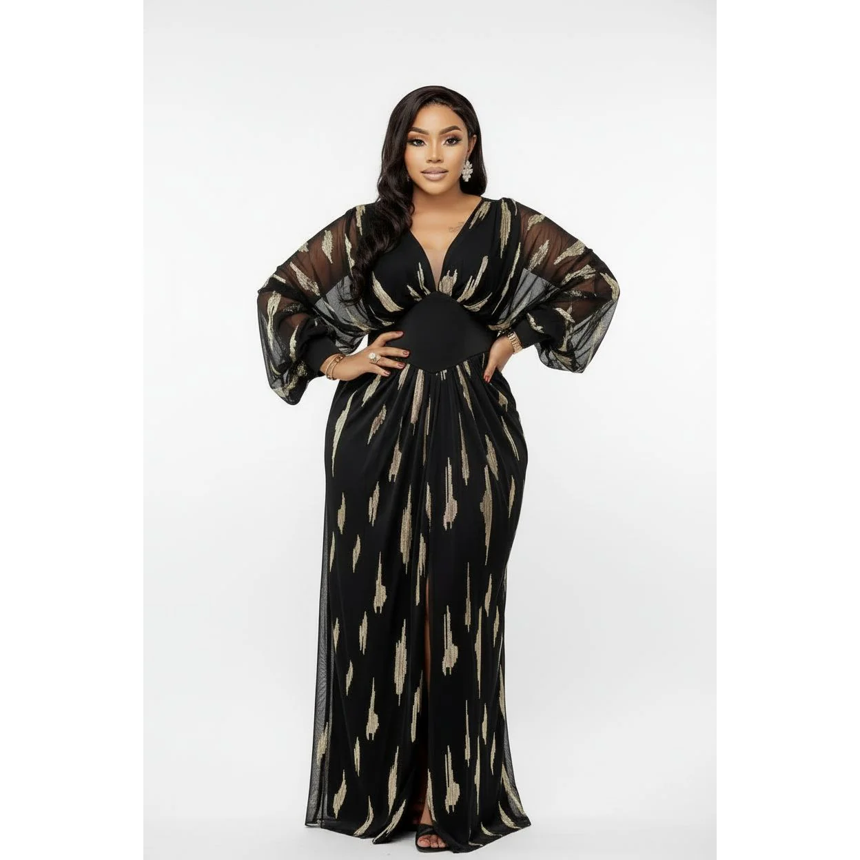 Split Thigh Sequin Formal Dress