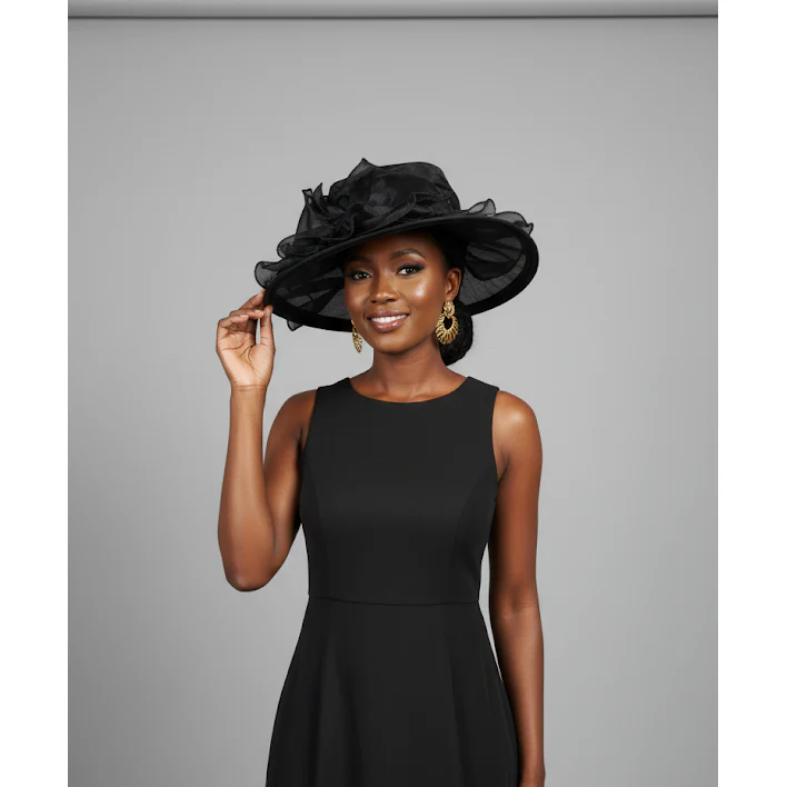Spring Summer British Style Wide Brim Hat with Bow - Image 2