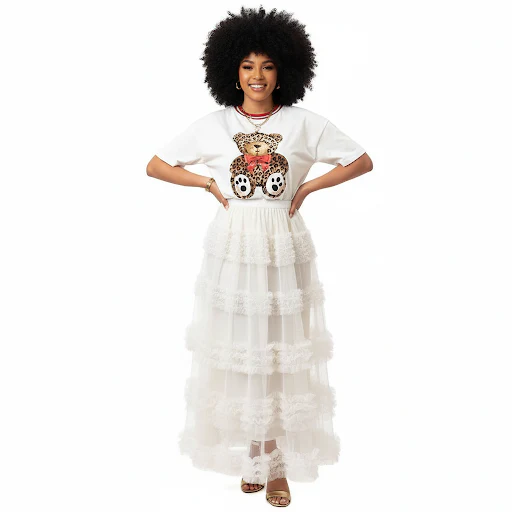 Spring Summer Fairy T Layered Tulle Cake Maxi Skirt - Image 3