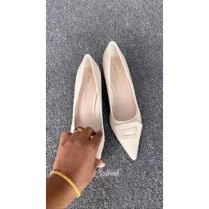 Square Button Pump Slip on Designer Shoes. - Image 4