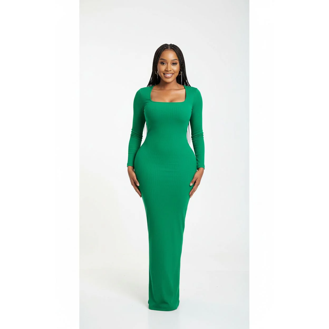 Square Long Sleeve Bodycon Dress - Image 2