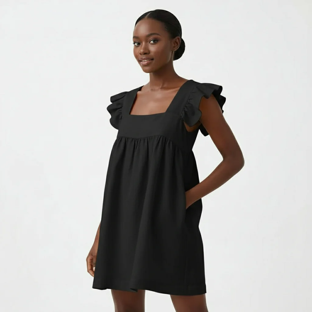 Butterfly Sleeve Square Neck Mini Dress - Image 2
