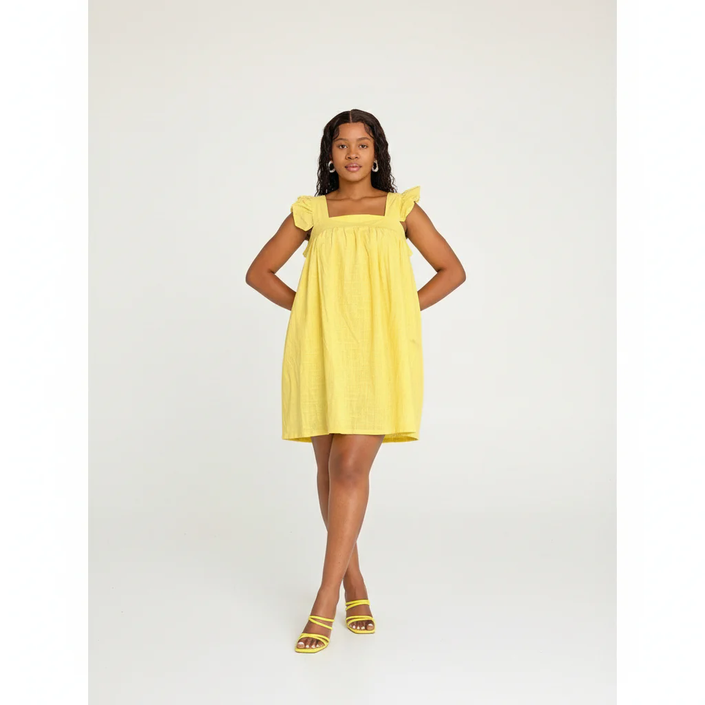 Butterfly Sleeve Square Neck Mini Dress - Image 3