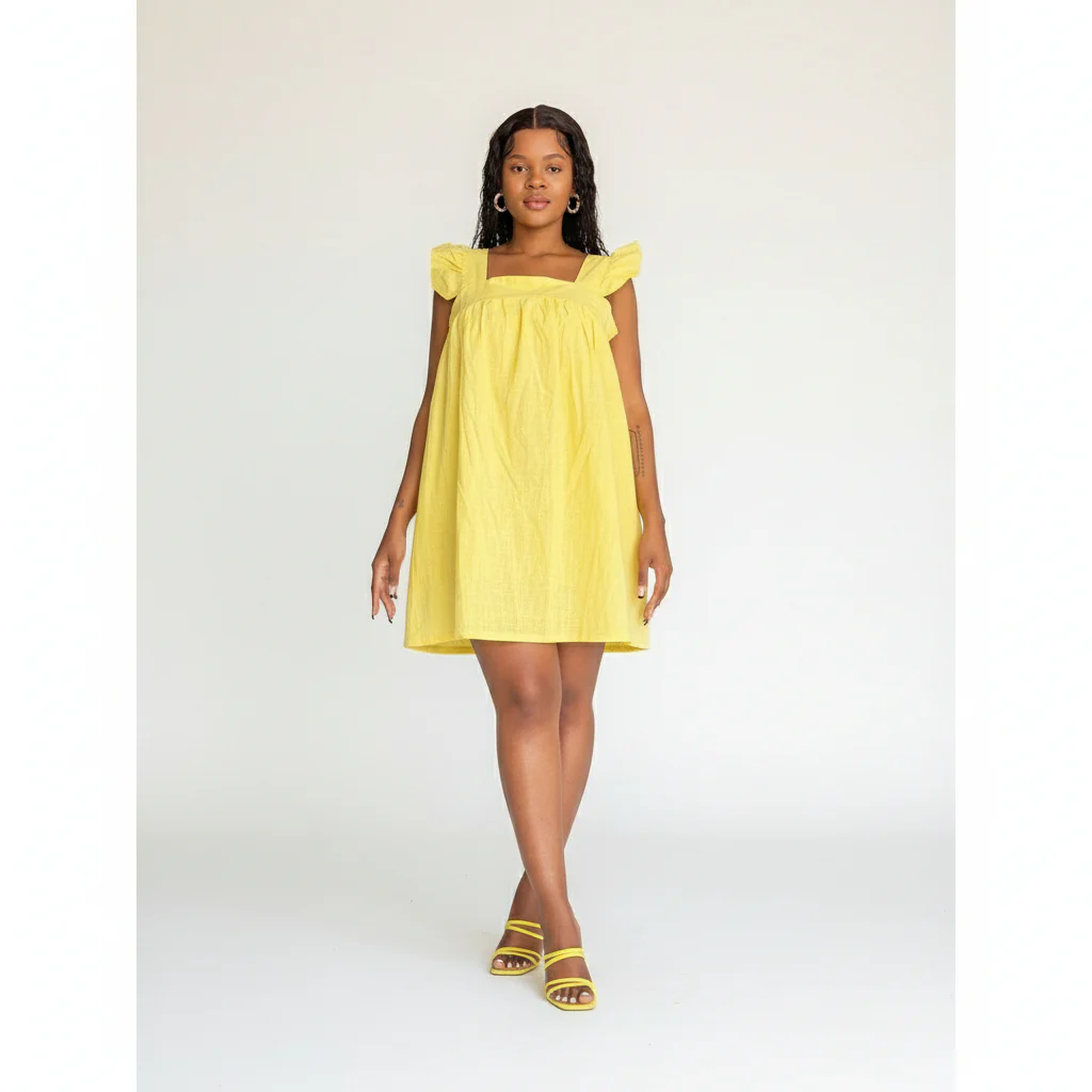 Butterfly Sleeve Square Neck Mini Dress - Image 4