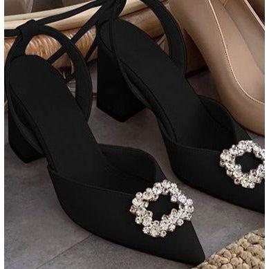 Square Rhinestone Thick Heel - Image 3
