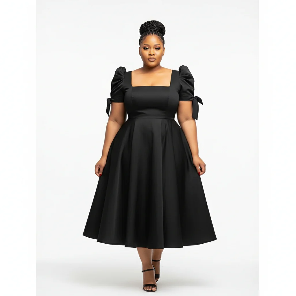 Square Short Sleeve Dress