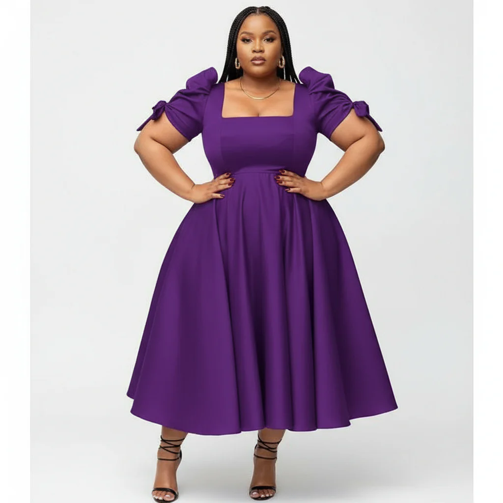 Square Short Sleeve Dress - Image 4
