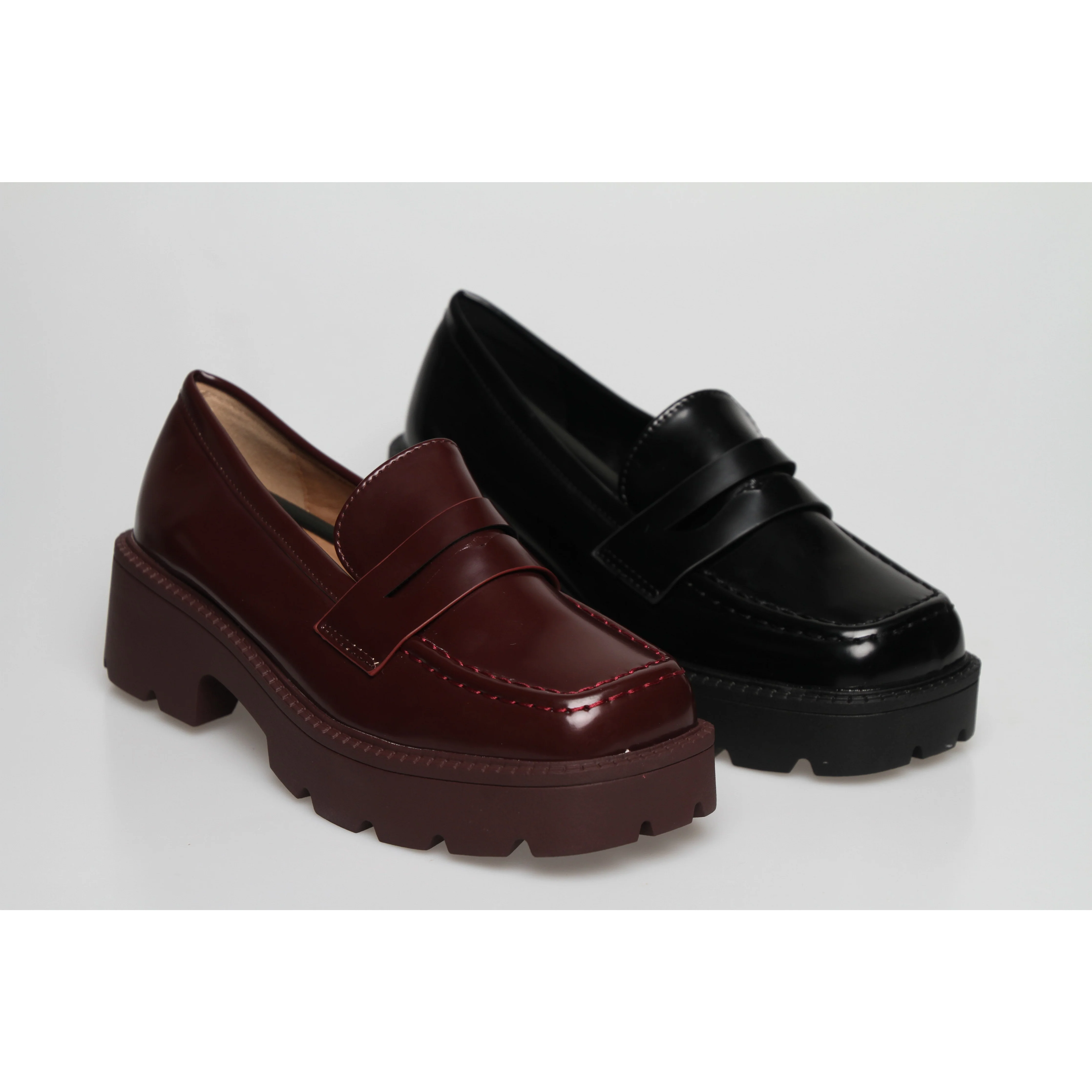 Square Toe Platform Oxford Chunky Heel Shoes - Image 10