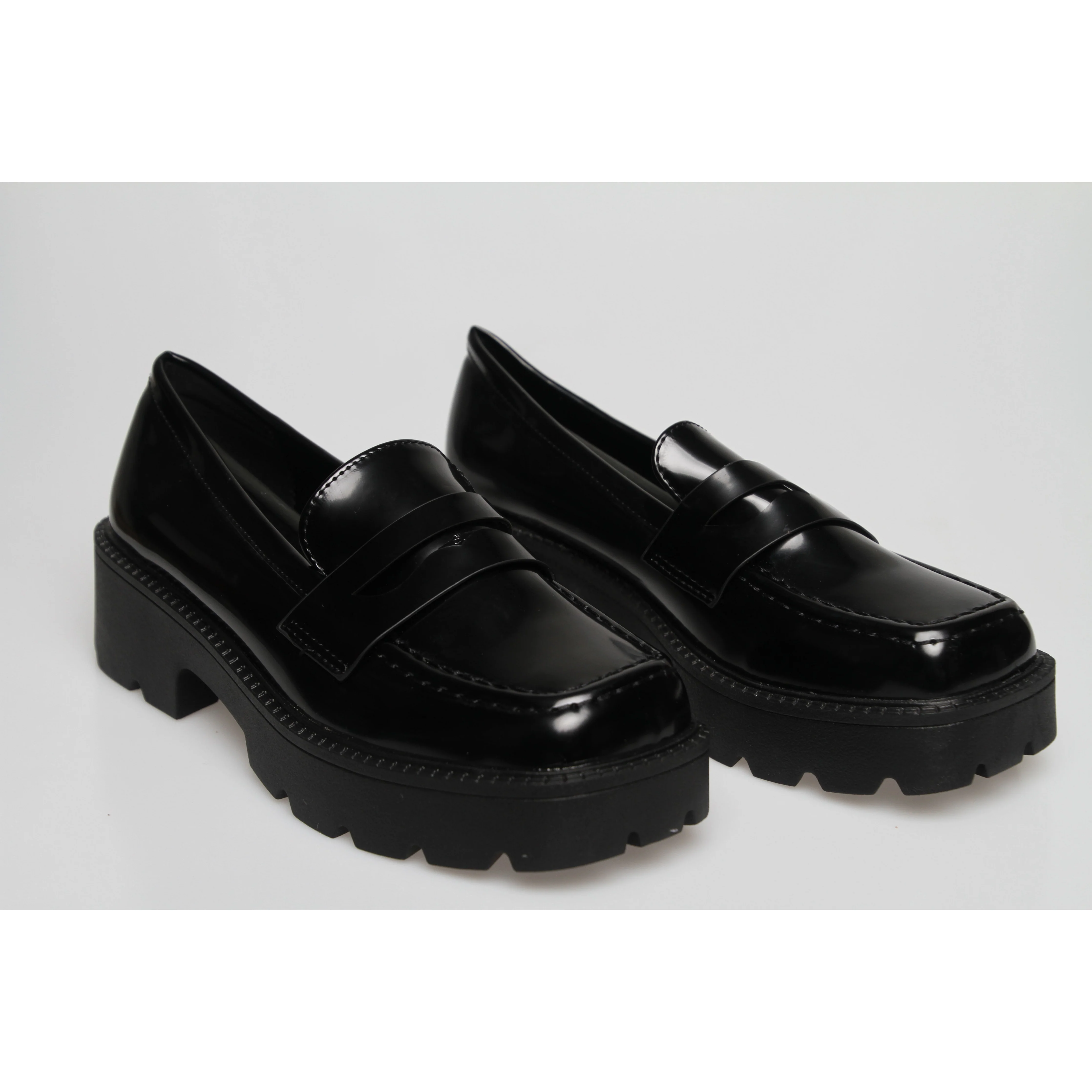 Square Toe Platform Oxford Chunky Heel Shoes - Image 4