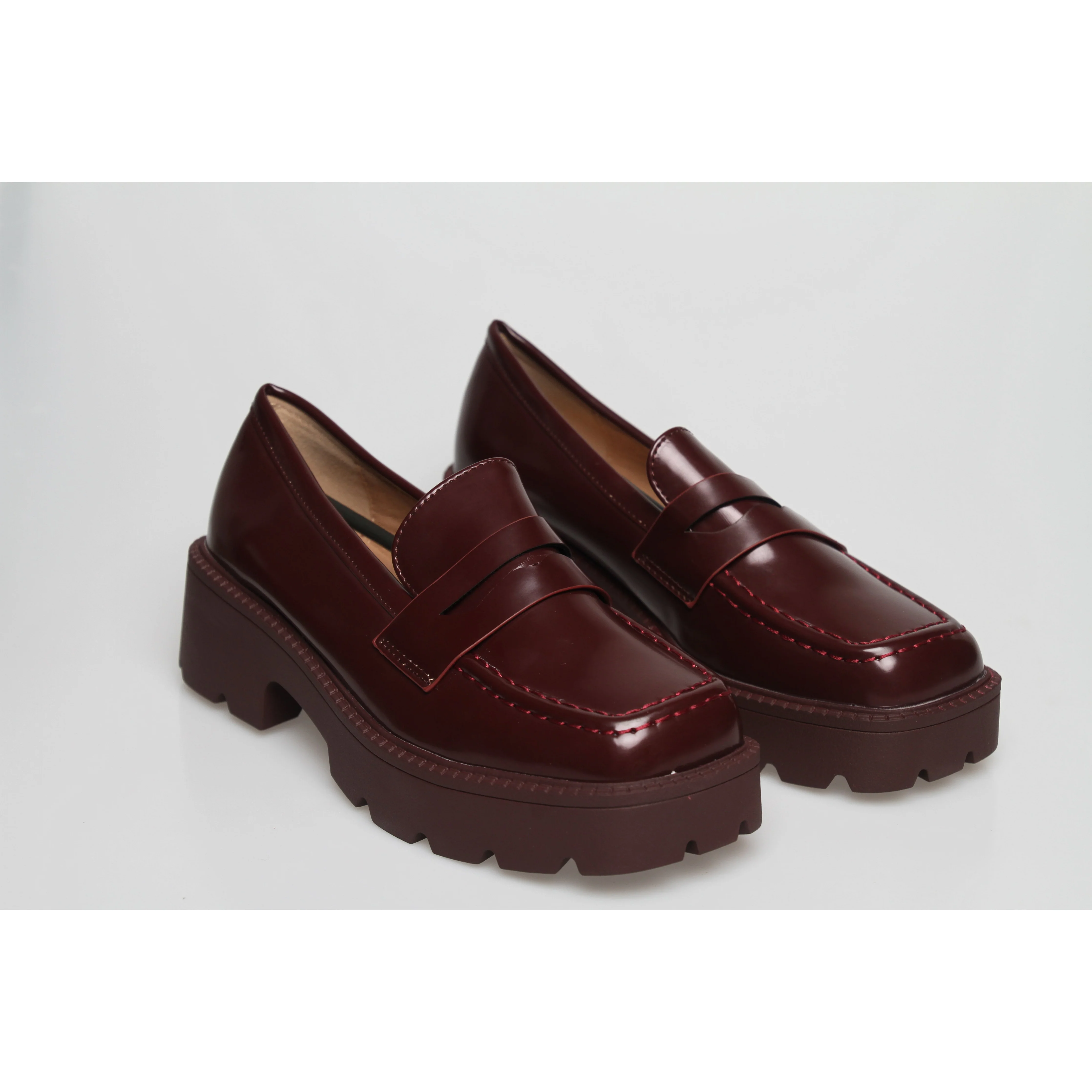 Square Toe Platform Oxford Chunky Heel Shoes - Image 7