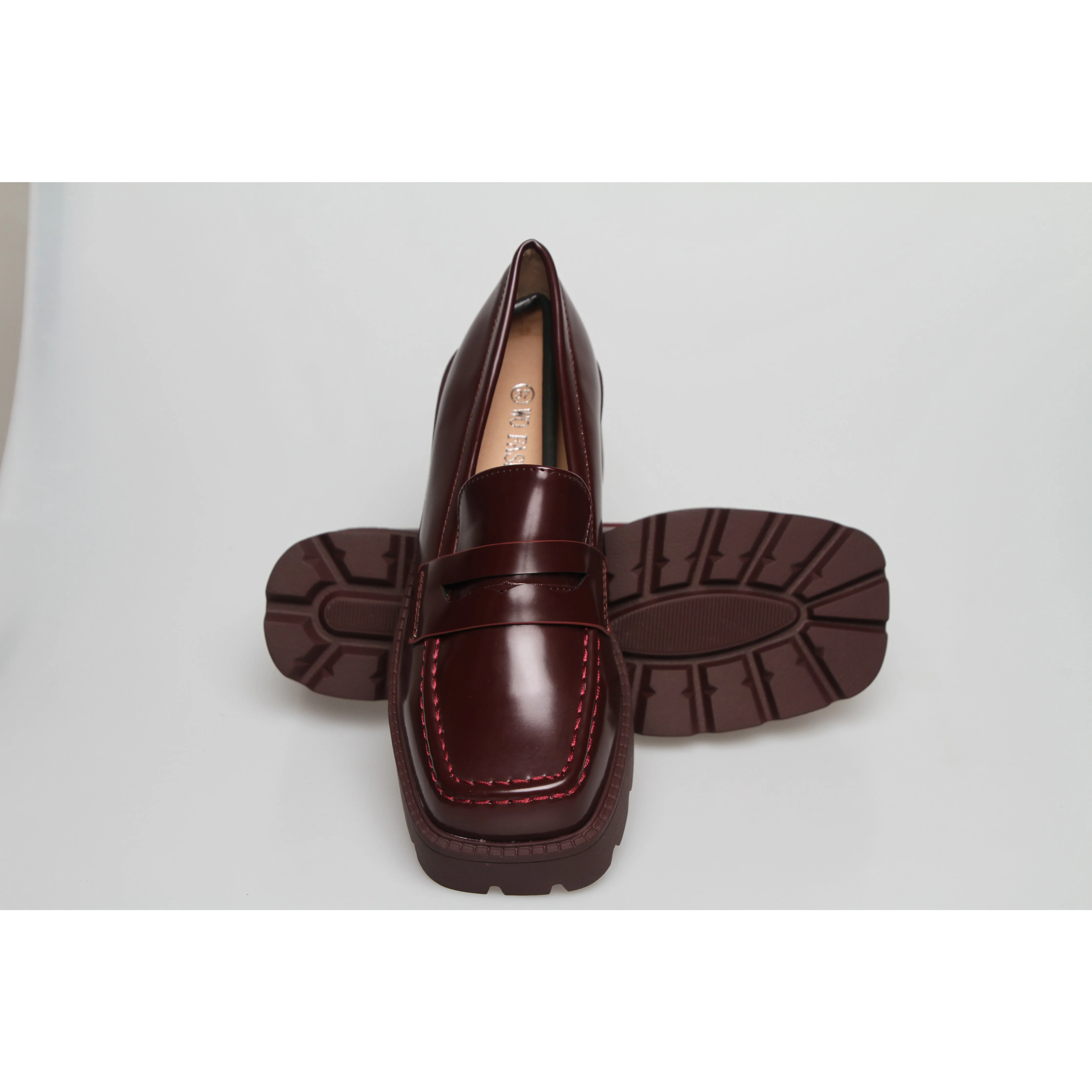 Square Toe Platform Oxford Chunky Heel Shoes - Image 9