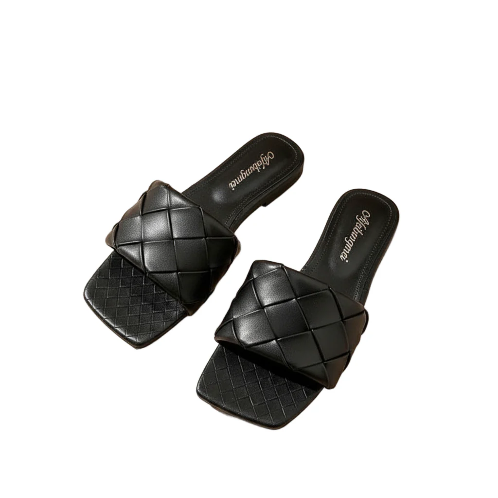 Square Toe Weave Flats Shoes - Image 2